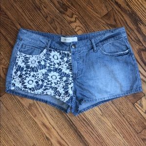 DAISY Lace Crochet, Knit Denim Jean Shorts
